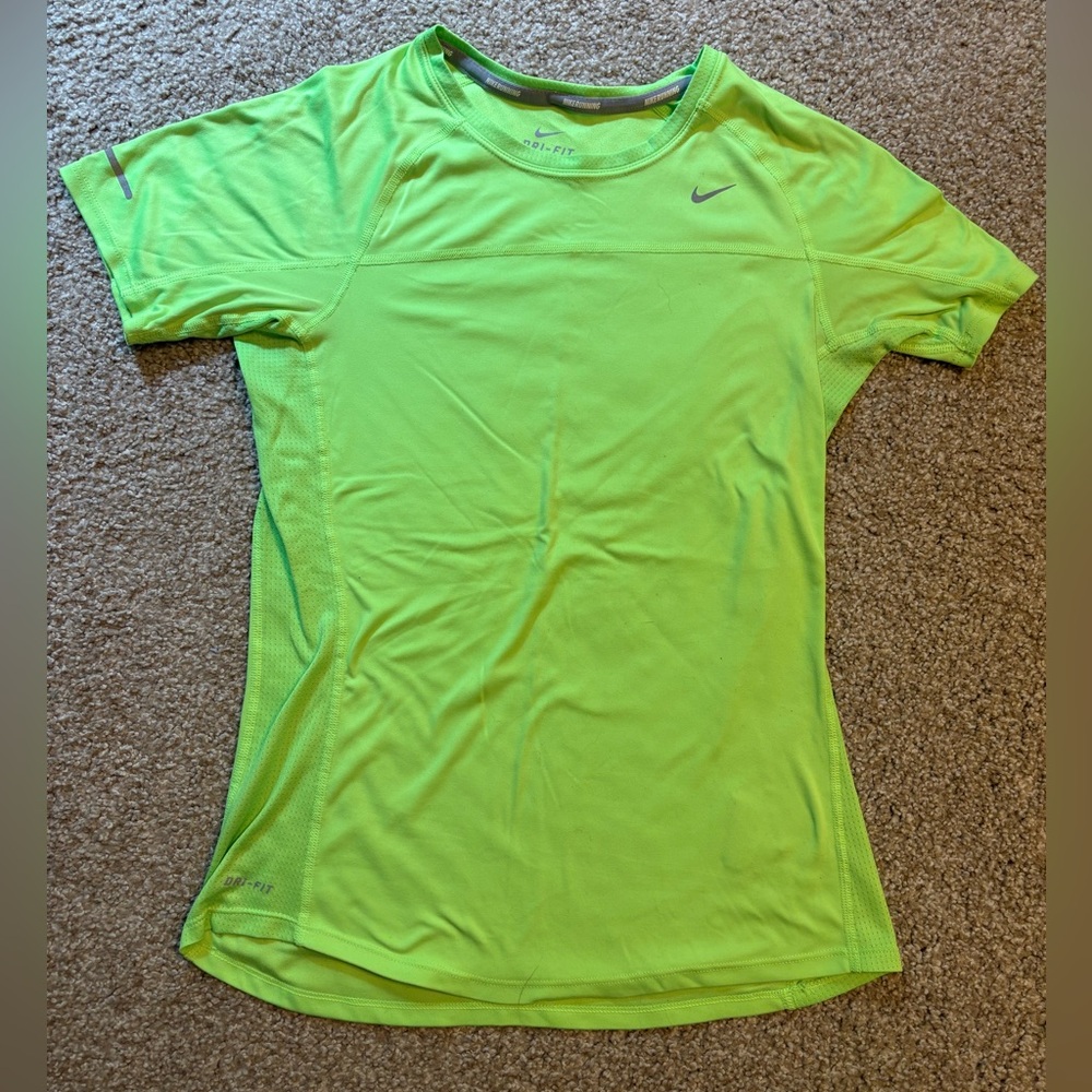 Nike Women's Lime Green DRI Fit Short Sleeve Tee